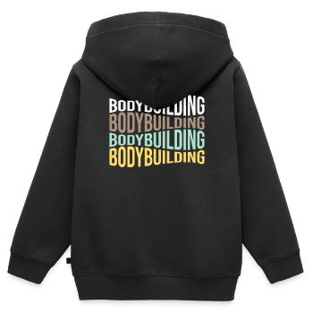 culturisme - Sweat Premium à capuche zippé enfant bio - noir - Dos - AI Model Kid Male (0cm)
