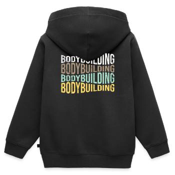 culturisme - Sweat Premium à capuche zippé enfant bio - noir - Dos - AI Model Kid Male (0cm)