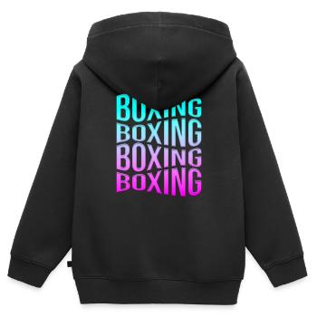 Boxe - Sweat Premium à capuche zippé enfant bio - noir - Dos - AI Model Kid Male (0cm)