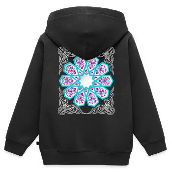 Persisches Ornament mit Silber-Dekor im 3d Stil - Kinder Premium Organic Zip Hoodie - Schwarz - Hinten - AI Model Kid Male (0cm)