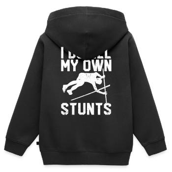 Lustiger Stabhochsprung Stabhochsprung - Kinder Premium Organic Zip Hoodie - Schwarz - Hinten - AI Model Kid Male (0cm)