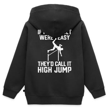Saut à la perche amusant Saut à la perche - Sweat Premium à capuche zippé enfant bio - noir - Dos - AI Model Kid Male (0cm)