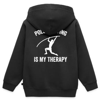 Saut à la perche amusant Saut à la perche - Sweat Premium à capuche zippé enfant bio - noir - Dos - AI Model Kid Male (0cm)