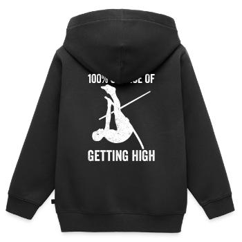 Saut à la perche amusant Saut à la perche - Sweat Premium à capuche zippé enfant bio - noir - Dos - AI Model Kid Male (0cm)