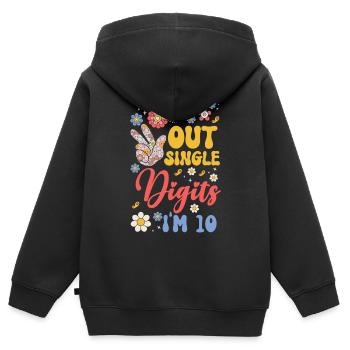 Peace Out Single Digits I'm 10 Flower 10th - Kinder Premium Organic Zip Hoodie - Schwarz - Hinten - AI Model Kid Male (0cm)