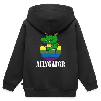 Allygator Hetero-verbündeter Alligator - Kinder Premium Organic Zip Hoodie - Schwarz - Hinten - AI Model Kid Male (0cm)