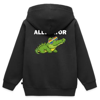 Allygator Hetero-verbündeter Alligator - Kinder Premium Organic Zip Hoodie - Schwarz - Hinten - AI Model Kid Male (0cm)