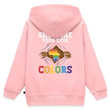 Not allowed in Nice Classes 9, 16; US, WO, EM, GB - Kinder Premium Organic Zip Hoodie - Rosa - Hinten - AI Model Kid Female (0cm)