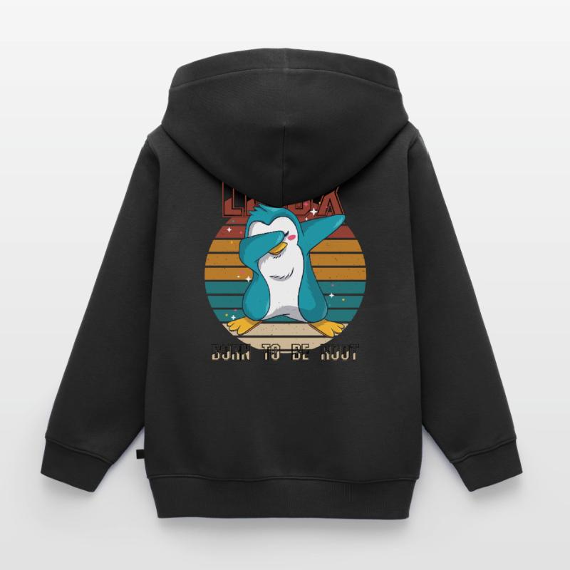 Geek Born To Be Root Linux Penguin Nerd Programmer Kids Premium Organic Zip-up Hoodie