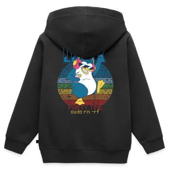 Linux Party Sudo Root Geek Admin Penguin Nerd Prog - Sweat Premium à capuche zippé enfant bio - noir - Dos - AI Model Kid Male (0cm)