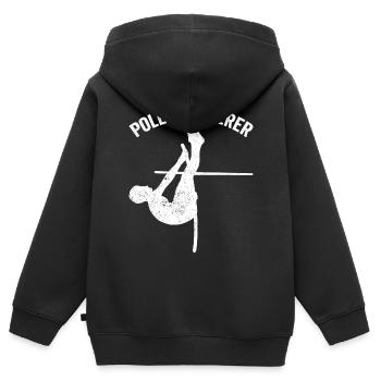 Lustiger Stabhochsprung Stabhochsprung - Kinder Premium Organic Zip Hoodie - Schwarz - Hinten - AI Model Kid Male (0cm)