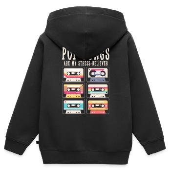 Pop-songs Sind Mein Stress-reliever - Kinder Premium Organic Zip Hoodie - Schwarz - Hinten - AI Model Kid Male (0cm)