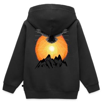 Sonnenstrahlen Rabe Gebirge Jenseits Natur Sonne - Kinder Premium Organic Zip Hoodie - Schwarz - Hinten - AI Model Kid Male (0cm)