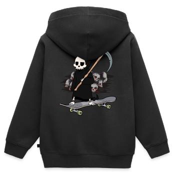 Skateboard Grim Reaper Closing Time End Horror Death - Sweat Premium à capuche zippé enfant bio - noir - Dos - AI Model Kid Male (0cm)