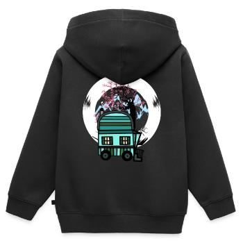 Trailer Naturfreund Freizeit Frühling Natur Alm - Kids Premium Organic Zip-up Hoodie - black - Back - AI Model Kid Male (0cm)