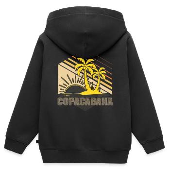 Copacabana-Palmen-Sommer-Strand-Sonne-Wellen-Ferie - Kinder Premium Organic Zip Hoodie - Schwarz - Hinten - AI Model Kid Male (0cm)