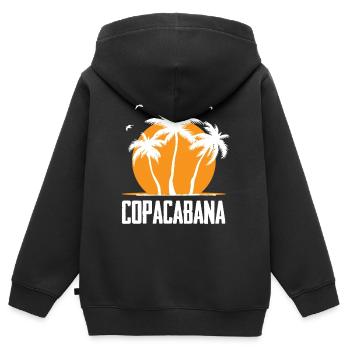 Copacabana Rio Palm Trees Summer Beach Sun Waves U - Kinder Premium Organic Zip Hoodie - Schwarz - Hinten - AI Model Kid Male (0cm)