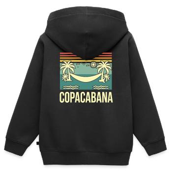 Copacabana Rio Palmen Sommer Strand Sonne Brasilie - Kinder Premium Organic Zip Hoodie - Schwarz - Hinten - AI Model Kid Male (0cm)