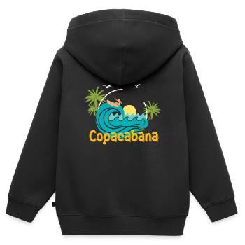 Strandurlaub Copacabana Palmen Sommer Wellen Brasi - Kinder Premium Organic Zip Hoodie - Schwarz - Hinten - AI Model Kid Male (0cm)