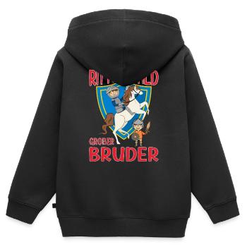 Ritter Bald Großer Bruder Geschwister Nachwuchs - Kinder Premium Organic Zip Hoodie - Schwarz - Hinten - AI Model Kid Male (0cm)