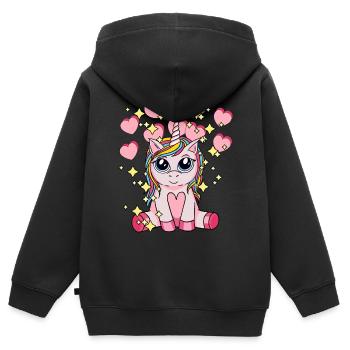 Licorne Hearty Mythical Animal Enfants Stardust - Sweat Premium à capuche zippé enfant bio - noir - Dos - AI Model Kid Male (0cm)