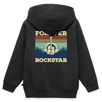 Gitarre Retro Gitarrist Rockgitarre Musiker Sänger - Kinder Premium Organic Zip Hoodie - Schwarz - Hinten - AI Model Kid Male (0cm)
