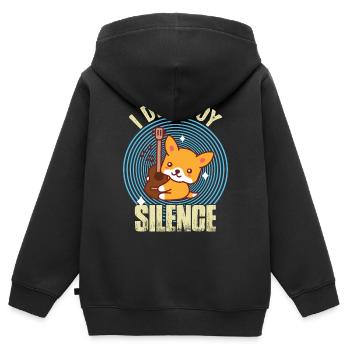 Guitar Destroy Silence Netter Fox-Gitarrist Rockgi - Kinder Premium Organic Zip Hoodie - Schwarz - Hinten - AI Model Kid Male (0cm)