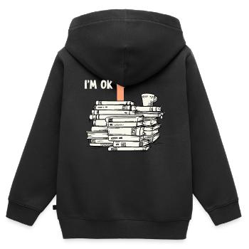 Lire des livres - Sweat Premium à capuche zippé enfant bio - noir - Dos - AI Model Kid Male (0cm)