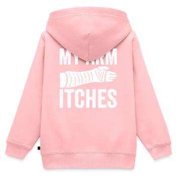 Bras cassé - Sweat Premium à capuche zippé enfant bio - rose - Dos - AI Model Kid Female (0cm)