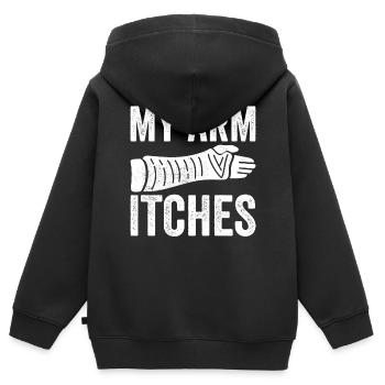 Bras cassé - Sweat Premium à capuche zippé enfant bio - noir - Dos - AI Model Kid Male (0cm)