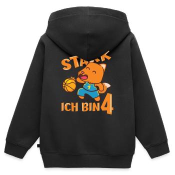 Fuchs Basketballer 4. Geburtstag Stark Ich bin 4 - Kinder Premium Organic Zip Hoodie - Schwarz - Hinten - AI Model Kid Male (0cm)