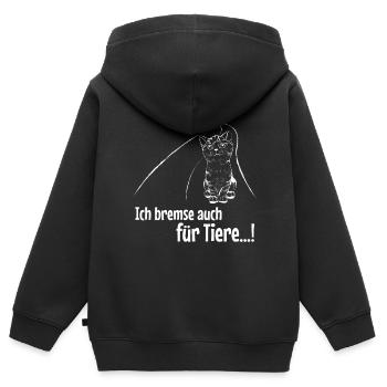 Ich Bremse Auch Für Tiere Katze - Kinder Premium Organic Zip Hoodie - Schwarz - Hinten - AI Model Kid Male (0cm)