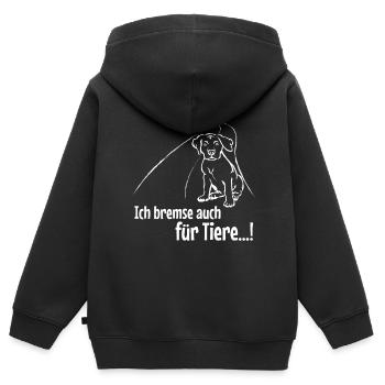Ich Bremse Auch Für Tiere Hund - Kinder Premium Organic Zip Hoodie - Schwarz - Hinten - AI Model Kid Male (0cm)