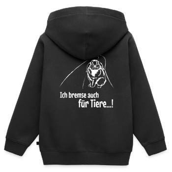Ich Bremse Auch Für Tiere Kaninchen - Kinder Premium Organic Zip Hoodie - Schwarz - Hinten - AI Model Kid Male (0cm)