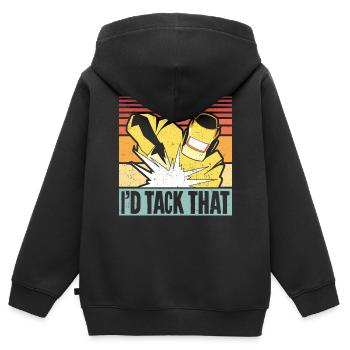 Soudeur Soudeur Vintage Rétro Je voudrais - Sweat Premium à capuche zippé enfant bio - noir - Dos - AI Model Kid Male (0cm)