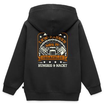 Trucker Männer Truck Fernfahrer LKW Fahrer für - Kinder Premium Organic Zip Hoodie - Schwarz - Hinten - AI Model Kid Male (0cm)