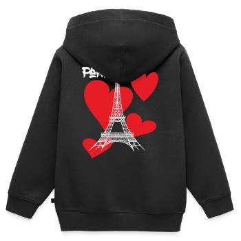Paris-Eiffelturm mit Herz-Andenken-Frankreich-Fran - Kinder Premium Organic Zip Hoodie - Schwarz - Hinten - AI Model Kid Male (0cm)