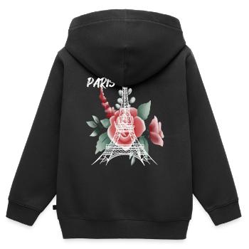 Paris-Liebes-Rosen-Eiffelturm-Andenken-Frankreich- - Kinder Premium Organic Zip Hoodie - Schwarz - Hinten - AI Model Kid Male (0cm)