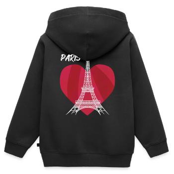 Touristisches Herz-Eiffelturm-Andenken Frankreichs - Kinder Premium Organic Zip Hoodie - Schwarz - Hinten - AI Model Kid Male (0cm)