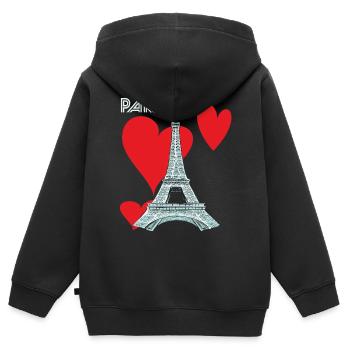 Liebes-Andenken-Franzosen Paris-Frankreich-Eiffelt - Kinder Premium Organic Zip Hoodie - Schwarz - Hinten - AI Model Kid Male (0cm)