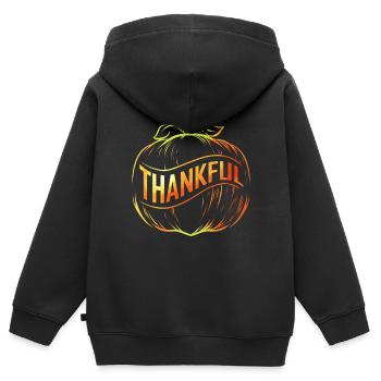 Citrouille avec ruban de bandage Thanksgiving reconnaissant - Sweat Premium à capuche zippé enfant bio - noir - Dos - AI Model Kid Male (0cm)