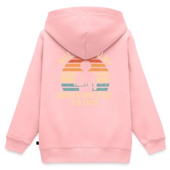 Bras cassé - Sweat Premium à capuche zippé enfant bio - rose - Dos - AI Model Kid Female (0cm)