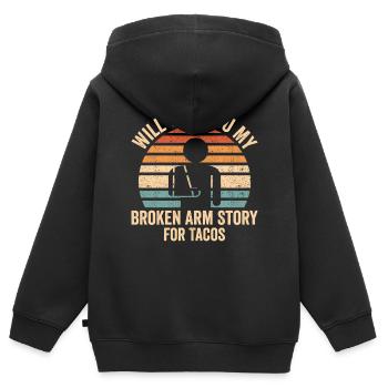 Bras cassé - Sweat Premium à capuche zippé enfant bio - noir - Dos - AI Model Kid Male (0cm)