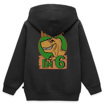 6yr T Rex Dinosaur Birthday Boy at 6 Years Old - Kids Premium Organic Zip-up Hoodie - black - Back - AI Model Kid Male (0cm)