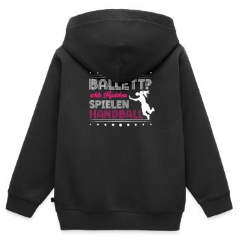 Handballspiel Handballerin Handball für einen - Kinder Premium Organic Zip Hoodie - Schwarz - Hinten - AI Model Kid Male (0cm)