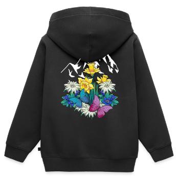 Österreich Tirol Frühling Natur Naturliebhaber Alm - Kinder Premium Organic Zip Hoodie - Schwarz - Hinten - AI Model Kid Male (0cm)