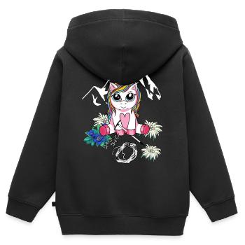 Alpen Einhorn Bergsteiger Bergsport Kind abseilen - Kinder Premium Organic Zip Hoodie - Schwarz - Hinten - AI Model Kid Male (0cm)
