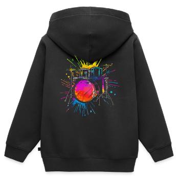 Schlagzeug, Schlagzeuger - Kinder Premium Organic Zip Hoodie - Schwarz - Hinten - AI Model Kid Male (0cm)