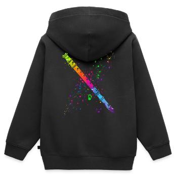 Flûte, Jouer de la flûte, - Sweat Premium à capuche zippé enfant bio - noir - Dos - AI Model Kid Male (0cm)