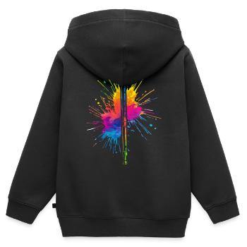 Flûte, Jouer de la flûte, - Sweat Premium à capuche zippé enfant bio - noir - Dos - AI Model Kid Male (0cm)